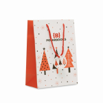 Bolsa de regalo de papel con temática de Navidad tamaño mediano color blanco vista principal