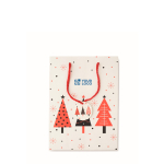 Bolsa de regalo de papel con temática de Navidad tamaño mediano color blanco vista de impresión