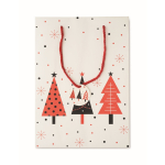 Bolsa de regalo de papel con temática de Navidad tamaño grande color blanco tercera vista