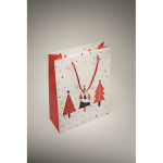Bolsa de regalo de papel con temática de Navidad tamaño grande color blanco vista fotografía cuarta vista