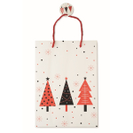 Bolsa de regalo de papel con temática de Navidad tamaño grande color blanco quinta vista