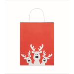 Bolsa de regalo navideña de papel en tamaño pequeño hecho en EU color rojo tercera vista