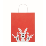 Bolsa de regalo navideña de papel en tamaño mediano hecho en EU color rojo tercera vista