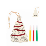 Adorno colgante de Navidad en forma de árbol de madera para colorear color madera vista de impresión