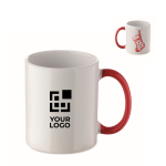 Taza de cerámica con diseño navideño y asa a juego 300ml color rojo vista de impresión