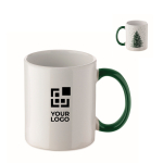 Taza de cerámica con diseño navideño y asa a juego 300ml color verde vista de impresión
