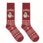 Par de calcetines estilo navideño con etiqueta para personalizar color burdeos