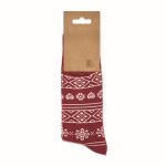 Par de calcetines estilo navideño con etiqueta para personalizar color burdeos quinta vista