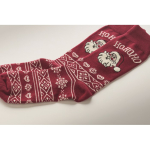 Par de calcetines estilo navideño con etiqueta para personalizar color burdeos vista fotografía sexta vista