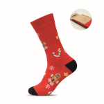 Par de calcetines estilo navideño con etiqueta para personalizar color rojo