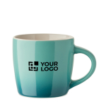 Taza de cerámica en varios colores con degradado 300ml color turquesa vista de impresión