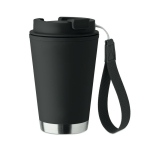 Vaso de doble pared para llevar con correa de RPET 300ml color negro octava vista