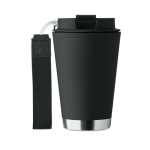 Vaso de doble pared para llevar con correa de RPET 300ml color negro sexta vista