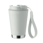 Vaso de doble pared para llevar con correa de RPET 300ml color blanco octava vista