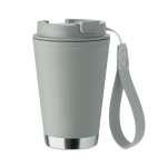 Vaso de doble pared para llevar con correa de RPET 300ml color gris octava vista