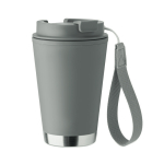 Vaso de doble pared para llevar con correa de RPET 300ml color gris oscuro octava vista