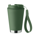 Vaso de doble pared para llevar con correa de RPET 300ml color verde oscuro octava vista