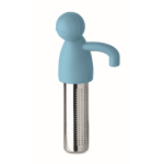 Infusor de té de acero inoxidable con forma de hombrecito en silicona color azul claro septima vista