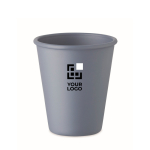 Vaso reutilizable de una sola pared hecho de maíz 200ml color azul grisáceo vista de impresión