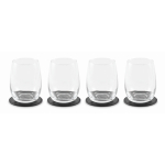 Set de 4 posavasos y un porta posavasos a juego de cuero sintético color negro tercera vista