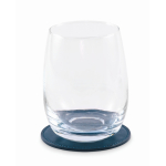 Posavasos redondo de cuero sintético para personalizar color azul marino tercera vista