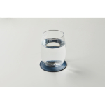 Posavasos redondo de cuero sintético para personalizar color azul marino vista fotografía cuarta vista