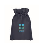Bolsita de cuerdas pequeña unicolor para regalo de RPET 20x30cm color azul vista de impresión