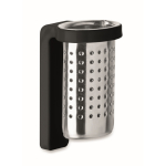 Infusor de té hecho de acero inoxidable con gancho de plástico color negro sexta vista