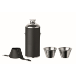 Petaca de acero inoxidable con 2 vasos de chupito 230ml y 20ml color negro segunda vista