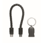 Pulsera negra trenzada con cable de carga y transferencia de datos 60W color negro tercera vista
