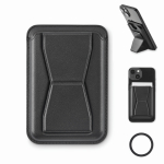 Tarjetero magnético para el teléfono de piel con función de soporte color negro segunda vista