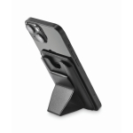 Tarjetero magnético para el teléfono de piel con función de soporte color negro cuarta vista