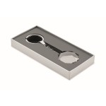 Llavero redondo con acabados geométricos de cristal para personalizar color transparente cuarta vista