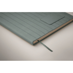 Libreta de tapa suave de cuero sintético ahumado A5 hojas a rayas color negro mate vista fotografía cuarta vista