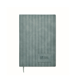 Libreta de tapa suave de cuero sintético ahumado A5 hojas a rayas color negro mate vista de impresión