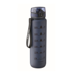 Botella de plástico con marcas de tiempo y tapa abatible 1L color azul marino vista de impresión