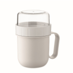 Taza para llevar de desayuno con 2 compartimientos separados 450ml color blanco