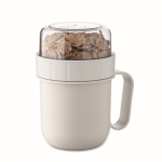 Taza para llevar de desayuno con 2 compartimientos separados 450ml color blanco segunda vista