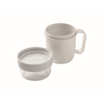 Taza para llevar de desayuno con 2 compartimientos separados 450ml color blanco tercera vista