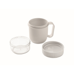 Taza para llevar de desayuno con 2 compartimientos separados 450ml color blanco cuarta vista