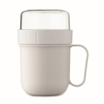 Taza para llevar de desayuno con 2 compartimientos separados 450ml color blanco quinta vista
