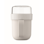Taza para llevar de desayuno con 2 compartimientos separados 450ml color blanco sexta vista