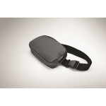 Riñonera de PU con compartimiento principal y bolsillo trasero color gris oscuro vista fotografía cuarta vista