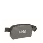 Riñonera de PU con compartimiento principal y bolsillo trasero color gris oscuro vista de impresión