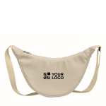 Bolsa bandolera cruzada de RPET con un bolsillo principal color marfil vista de impresión