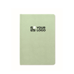 Libreta hecha de caña de azúcar de tapa dura A5 papel a rayas color verde menta vista de impresión