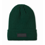 Gorro de punto unisex en varios colores con parche para personalizar color verde oscuro