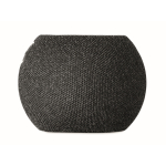 Altavoz redondo con detalle de bambú negro en parte superior color negro octava vista