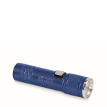 Linterna de aluminio reciclado extensible con 3 ajustes de luz y zoom color azul vista de impresión