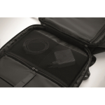 Mochila ideal para viajes con múltiples compartimientos color negro vista fotografía